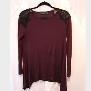Maroon long sleeve lace cap sleeves
